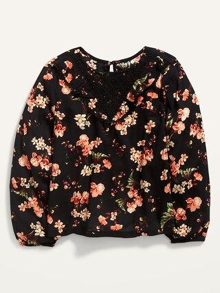 Long-Sleeve Ruffle Floral Top for Girls | Old Navy (US)