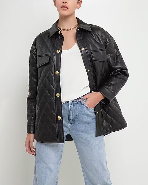 Grey Lab Oversize Quilted Faux Leather Jacket | Express