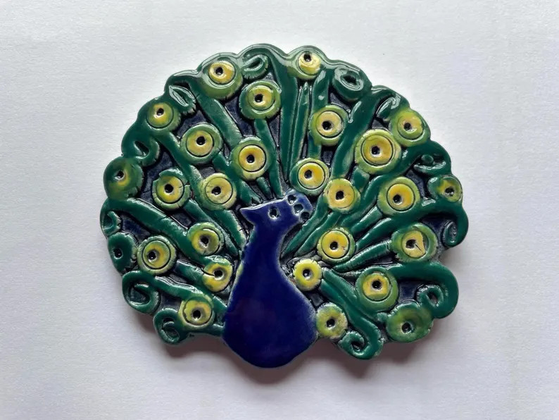 Unique Ceramic Handmade Peacock Mosaic Tile, Brightly Coloured and Highly Glazed so Great to Add ... | Etsy (US)