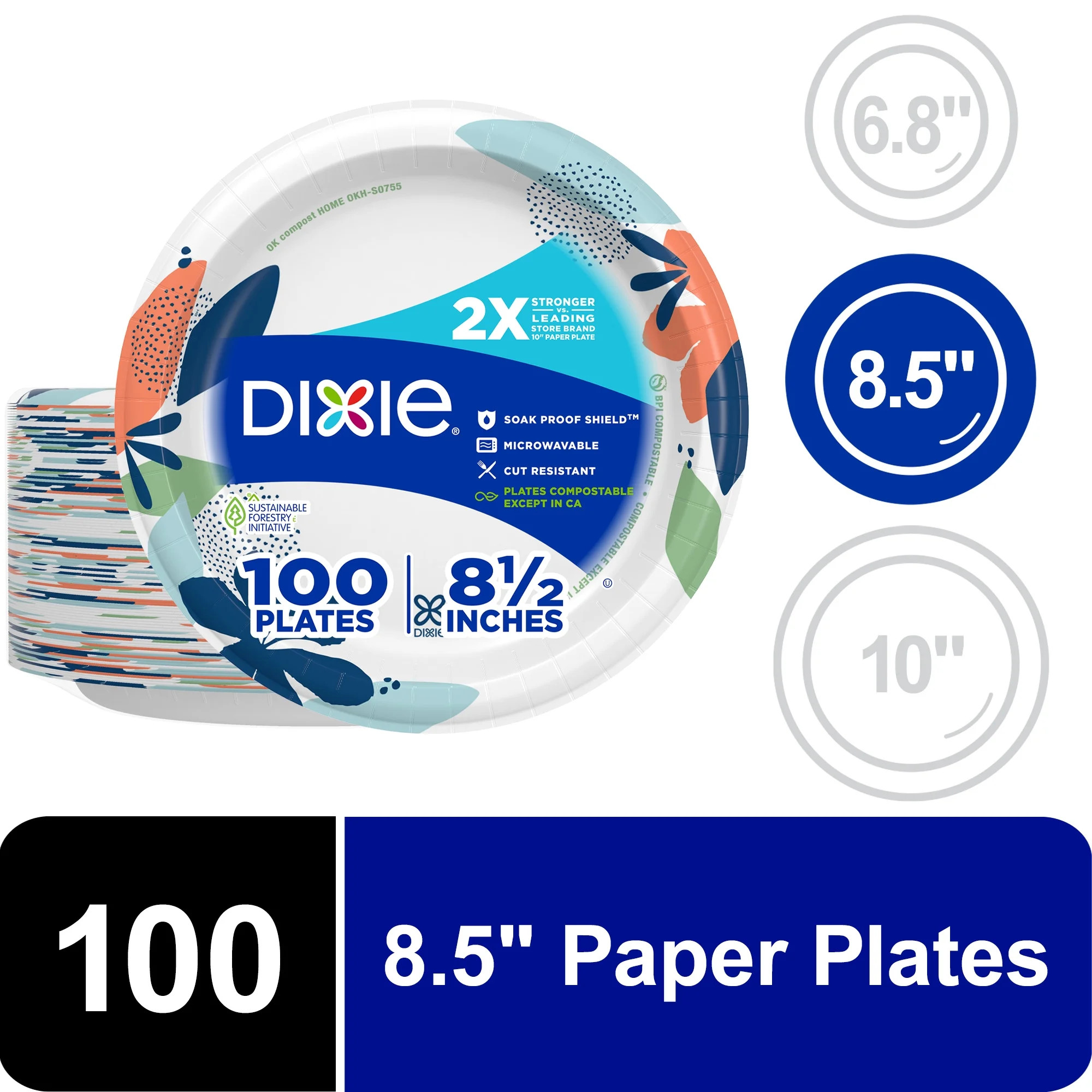 Dixie Disposable Paper Plates, 8.5", Multi-Color, 100 Count | Walmart (US)