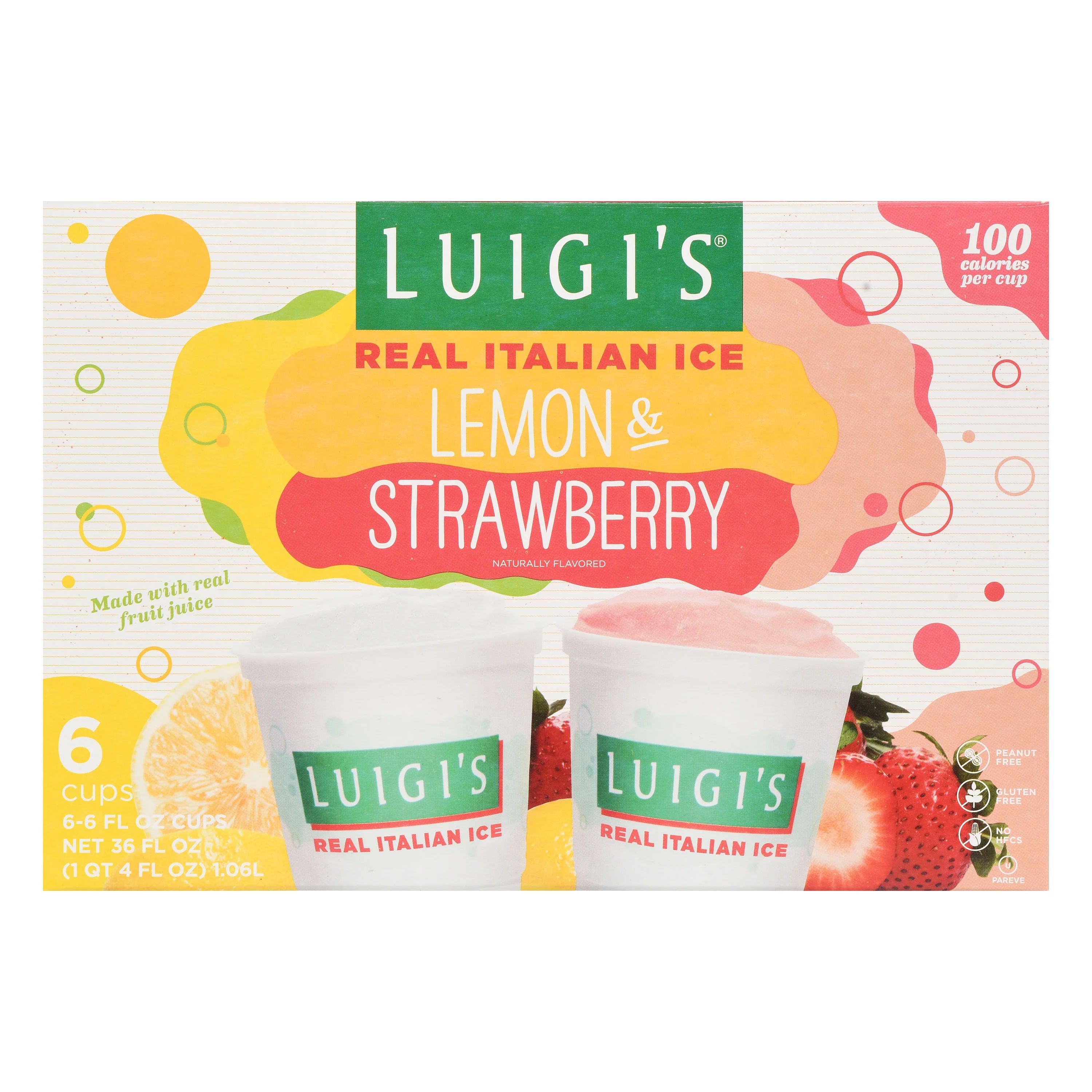 Luigi's Real Italian Ice-Lemon/Strawberry Variety Pack, 6 fl oz, 6 Count | Walmart (US)