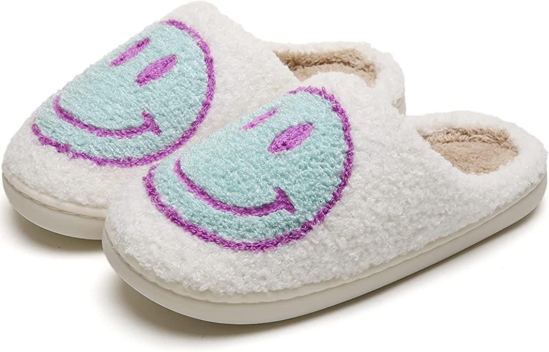 Amazon.com | PLMOKN Slippers for women indoor and outdoor men open toe fluffy cute smiley face sl... | Amazon (US)