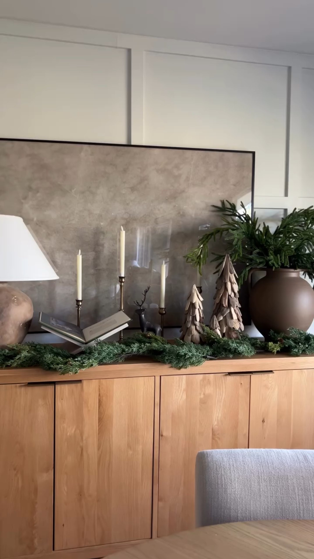 Dining room sideboard Christmas details 🎄✨ 

This cedar garland was an Amazon find and quickly became one of my favorite garlands!

#LTKHome #LTKSeasonal #LTKHoliday