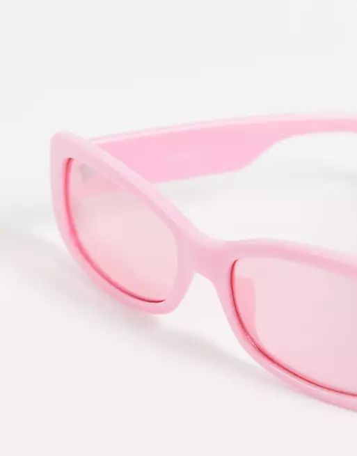 ASOS DESIGN recycled frame wrap mid square sunglasses in hot pink  | ASOS | ASOS (Global)