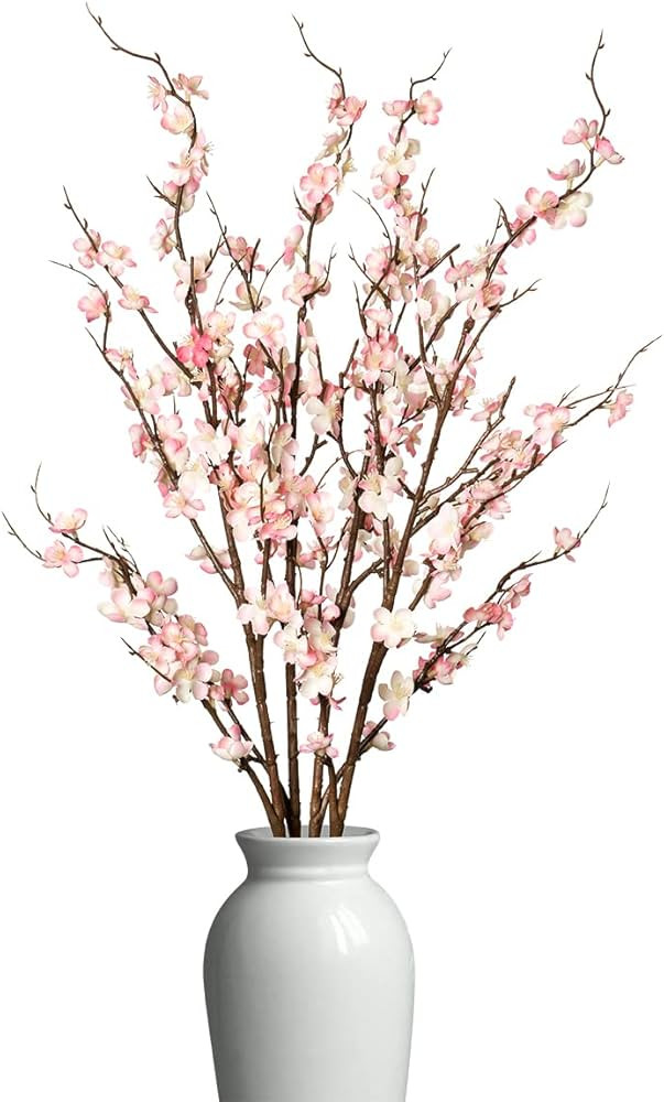 4 PCS Artificial Plum Blossom Party Decorations Fake Cherry Flowers Faux Long Stems Wintersweets ... | Amazon (US)