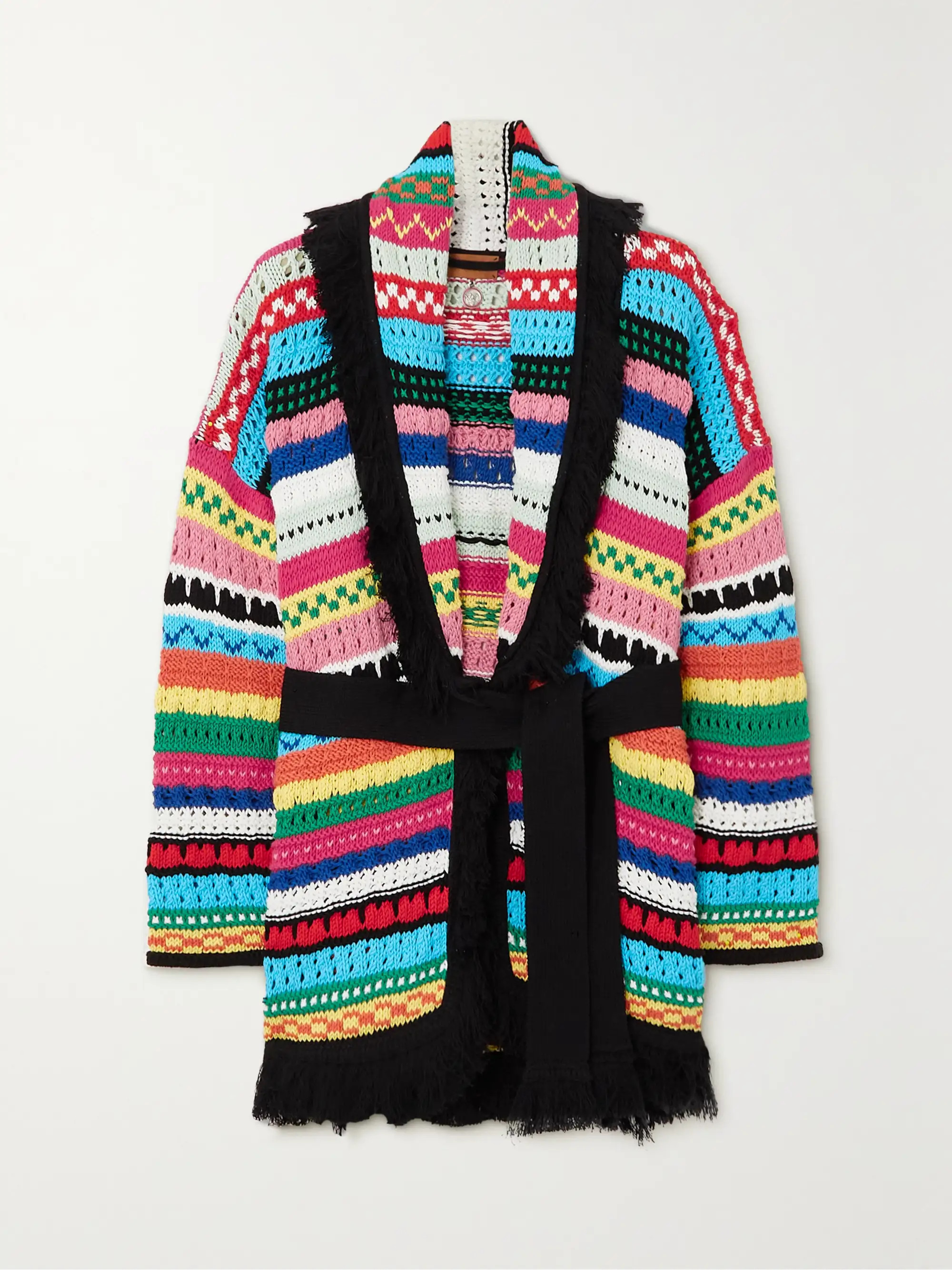 Over The Horizon striped belted open-knit cotton cardigan | NET-A-PORTER (US)
