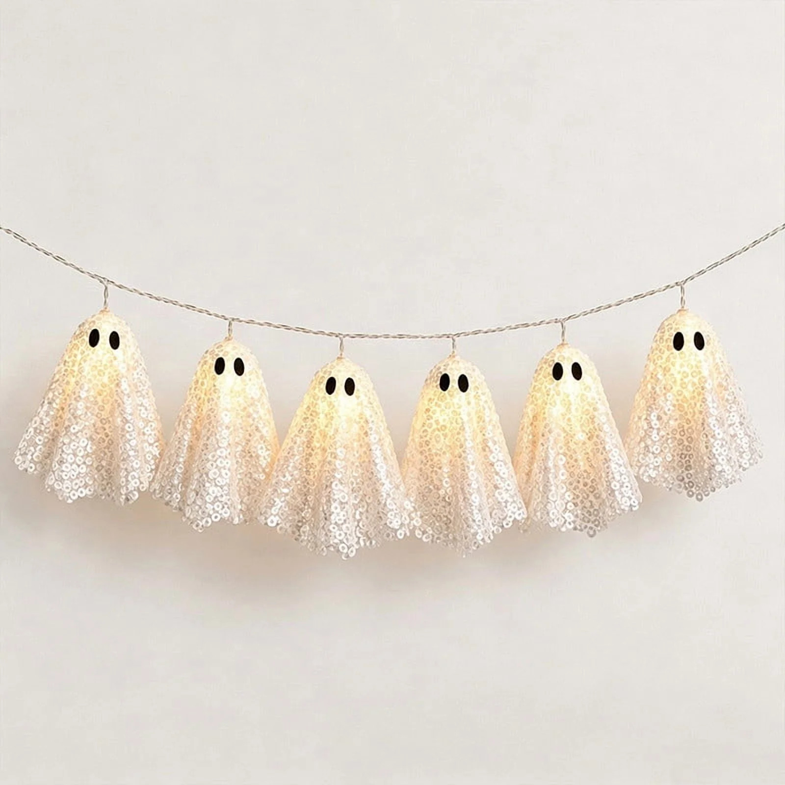 10 Sequin Light up Ghost Garland 6.56ft Ghosts Banners with Black Eyes Spook Ghosts Garland Hangi... | Walmart (US)