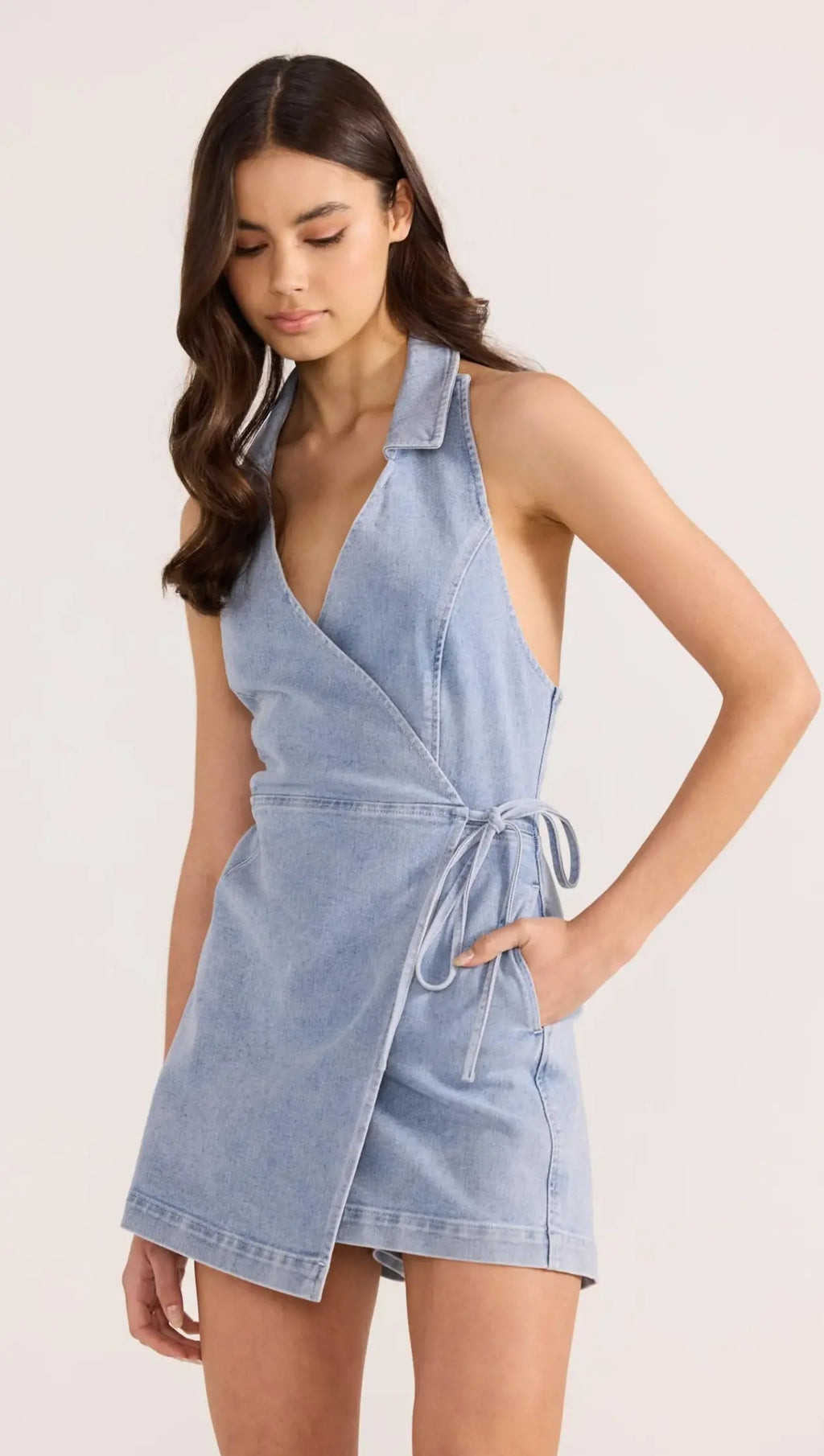 Oliver Denim Playsuit (Vintage Blue) | ashe couture 