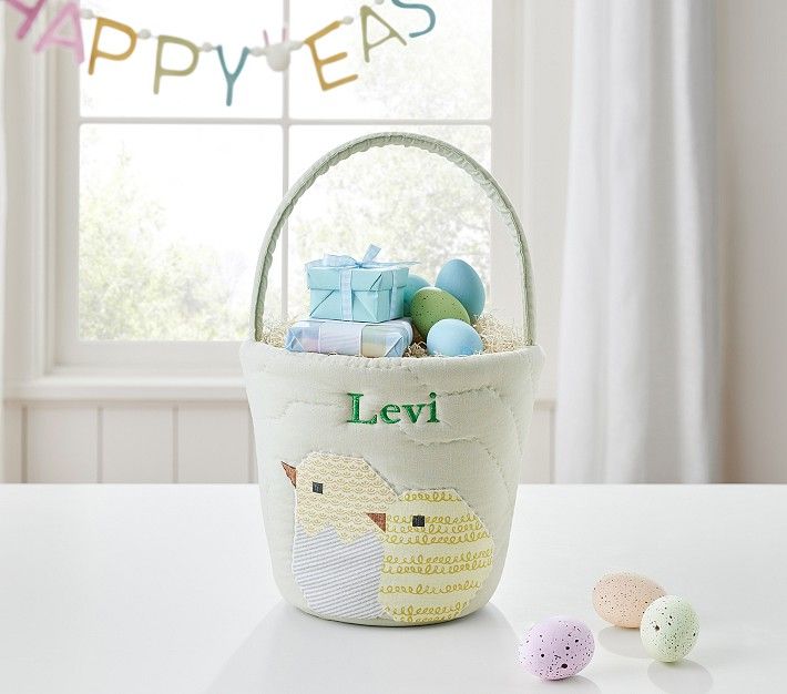 Green Chick Heirloom Quilted Easter Bucket | Pottery Barn Kids