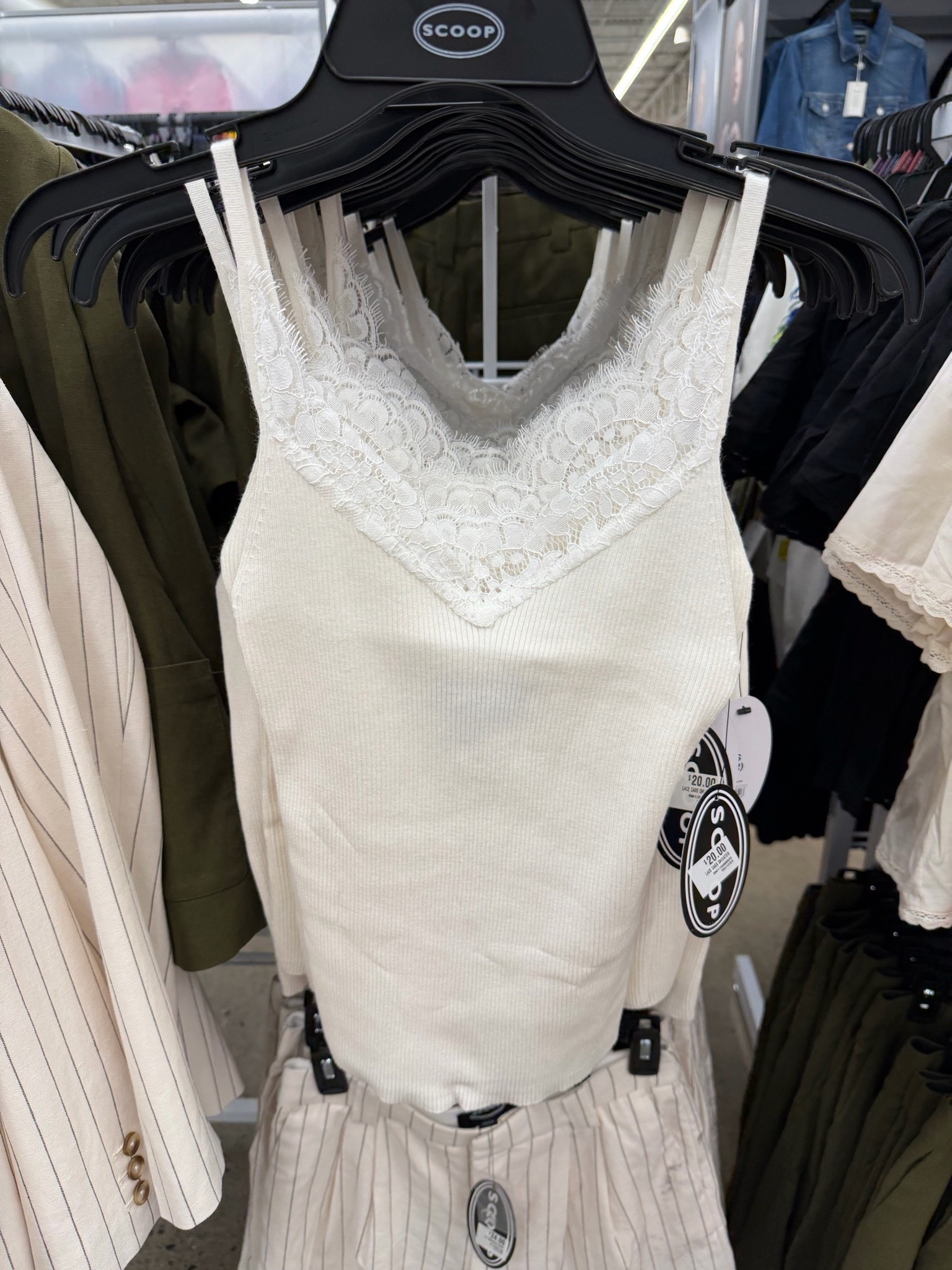 Nice quality sweater camisole with lace detail, has stretch, ribbed. At Walmart. #walmartfashion