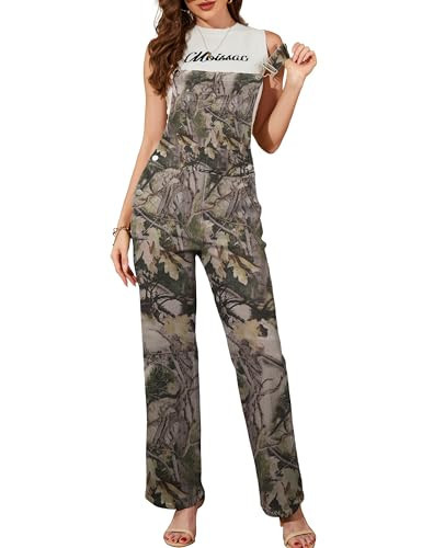 YXLUOKY Camo Overalls for Women Loose Fit Fashion Jumpsuits Straight Leg Pants Camouflage Bibs Coveralls Hunting Clothes(Branch Flower,M) | Amazon (US)