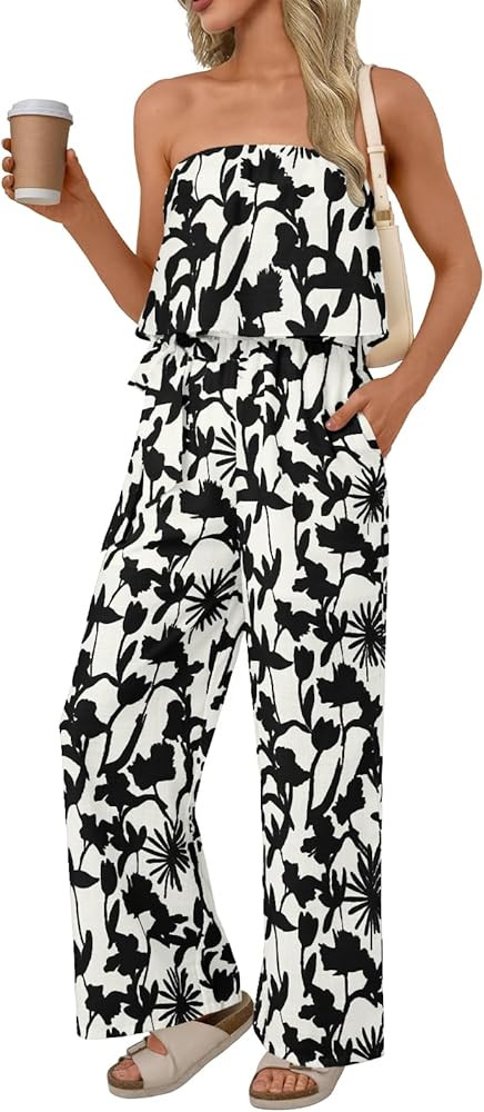 LILLUSORY Womens Jumpsuits Beach Vacation Outfits Summer Fashion 2025 Dressy Floral Rompers Off S... | Amazon (US)