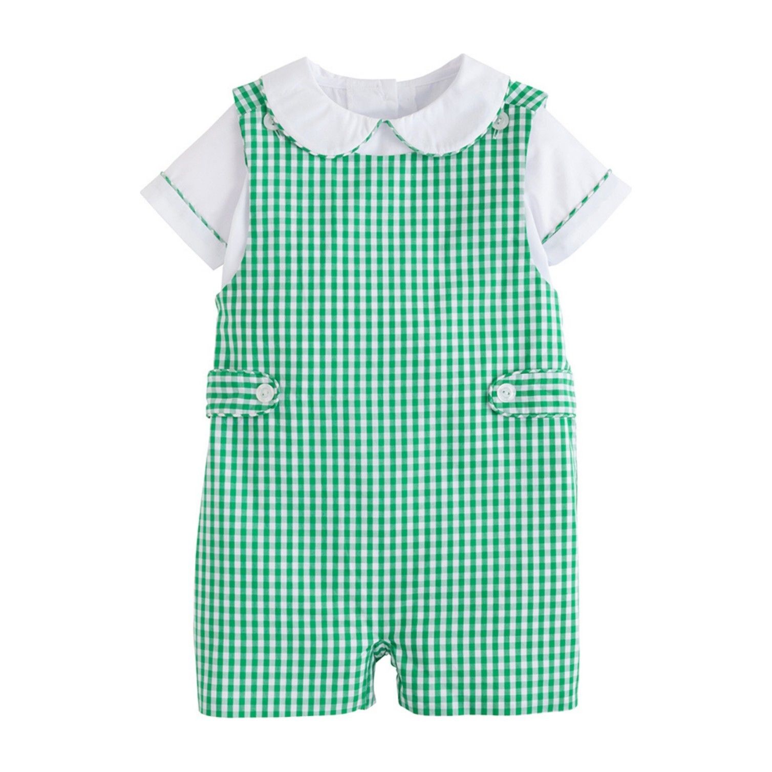 Button Tab John Set, Augusta Green Gingham | Maisonette