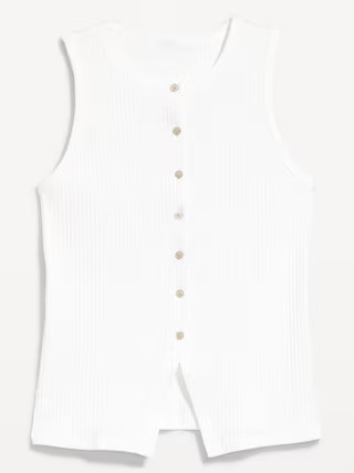 Sleeveless Button-Down Ribbed Top | Old Navy (US)