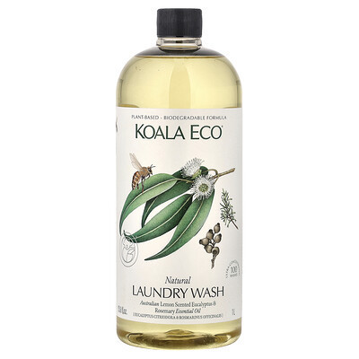 Koala Eco, Natural Laundry Wash, Australian Lemon Scented Eucalyptus & Rosemary Essential Oil, 33.8 fl oz (1 l) | iHerb