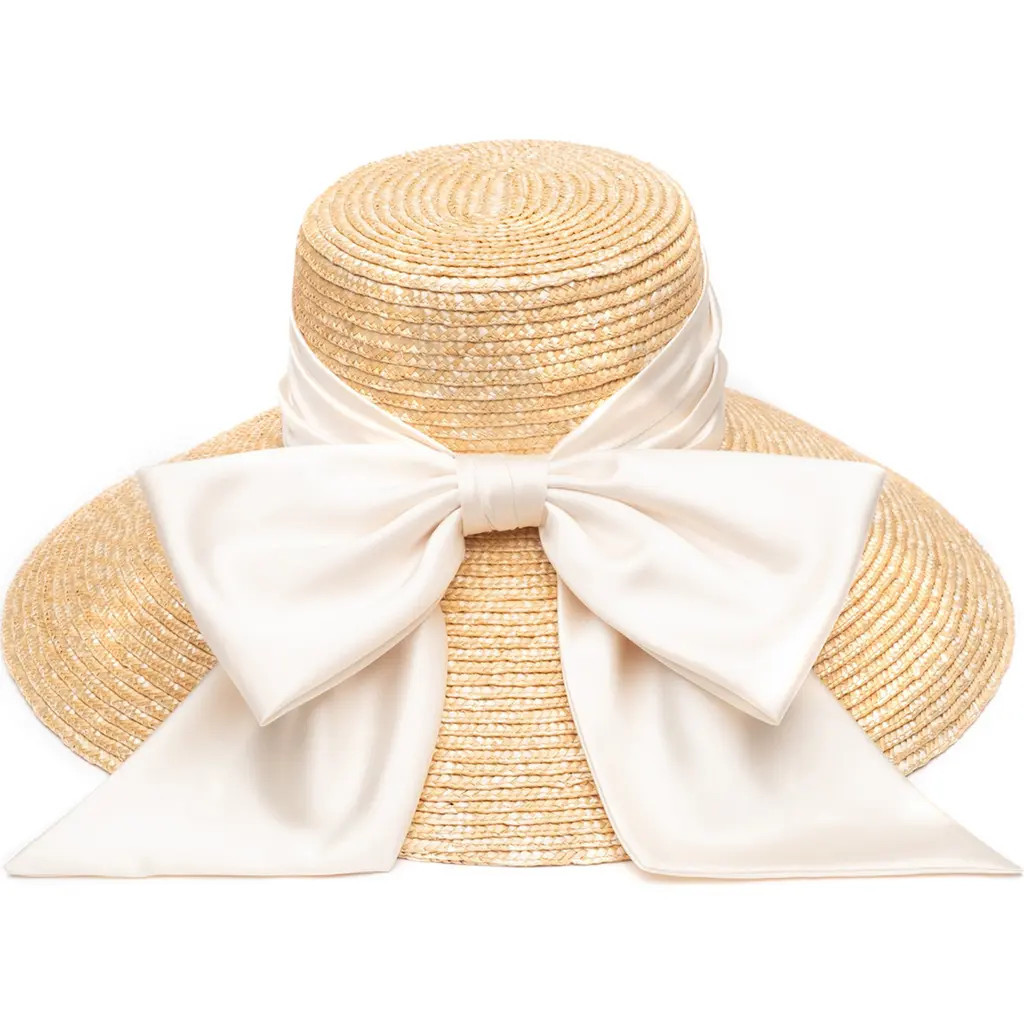 Eugenia Kim Mirabel Bow Straw Sun Hat in Natural at Nordstrom | Nordstrom