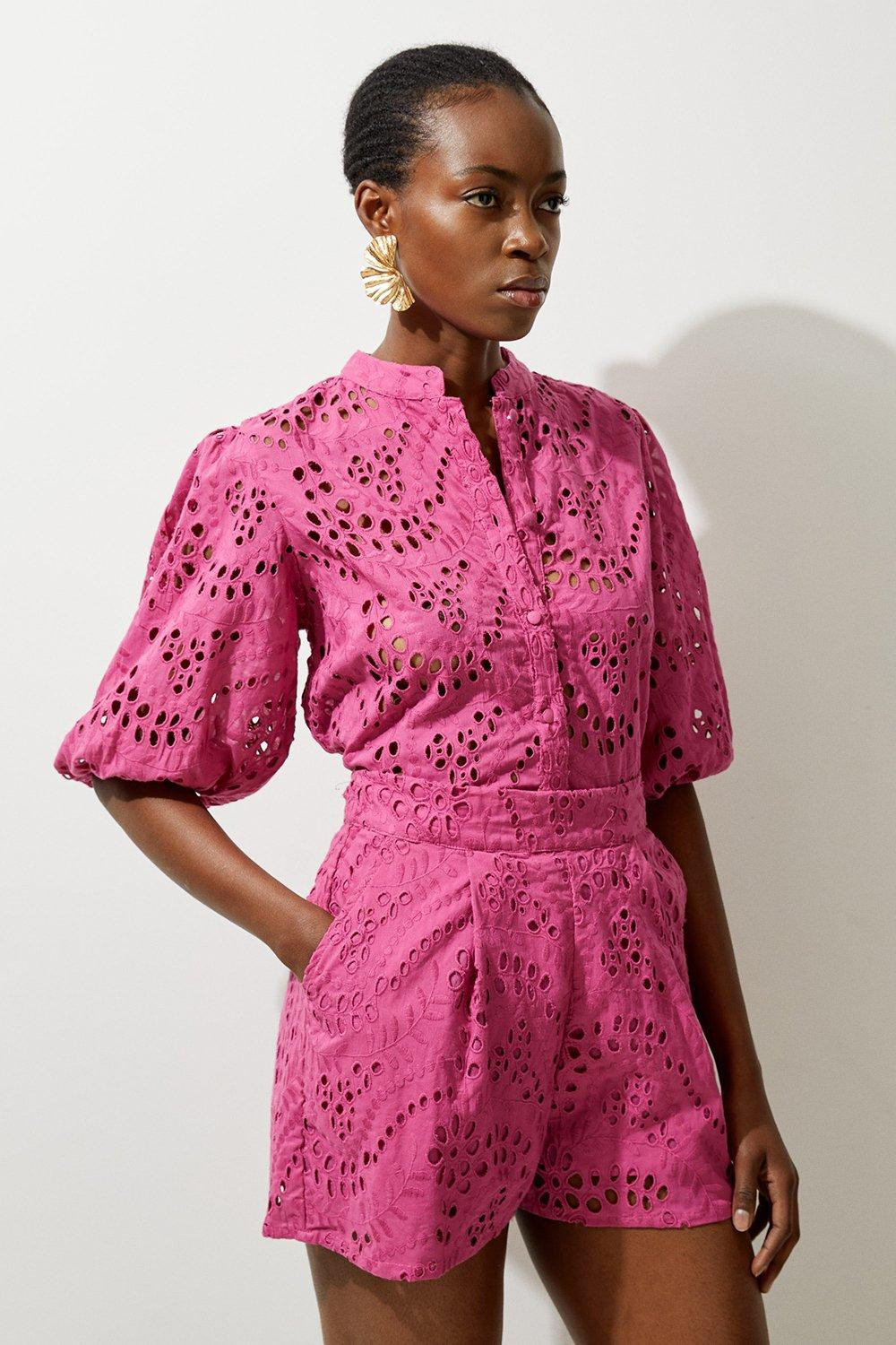 Cotton Eyelet Woven Short | Karen Millen US