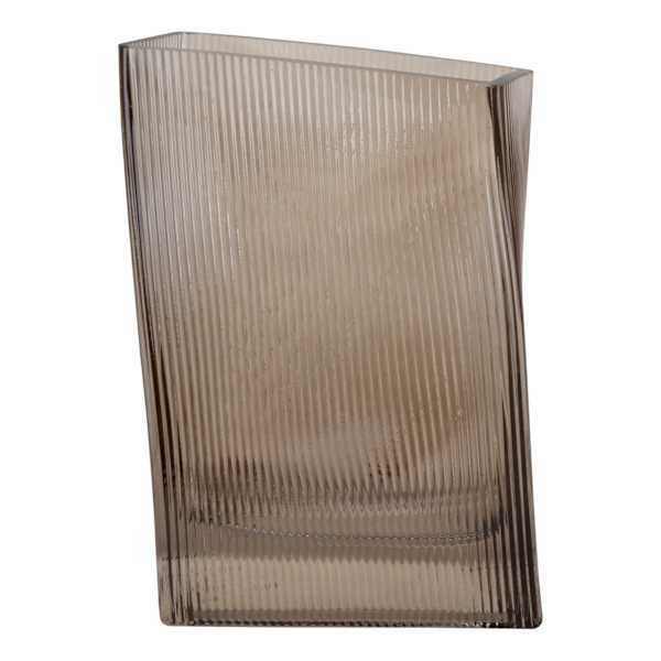Ribbed Neutral Glass Vase, 8.5", Brown, sold by At Home | At Home