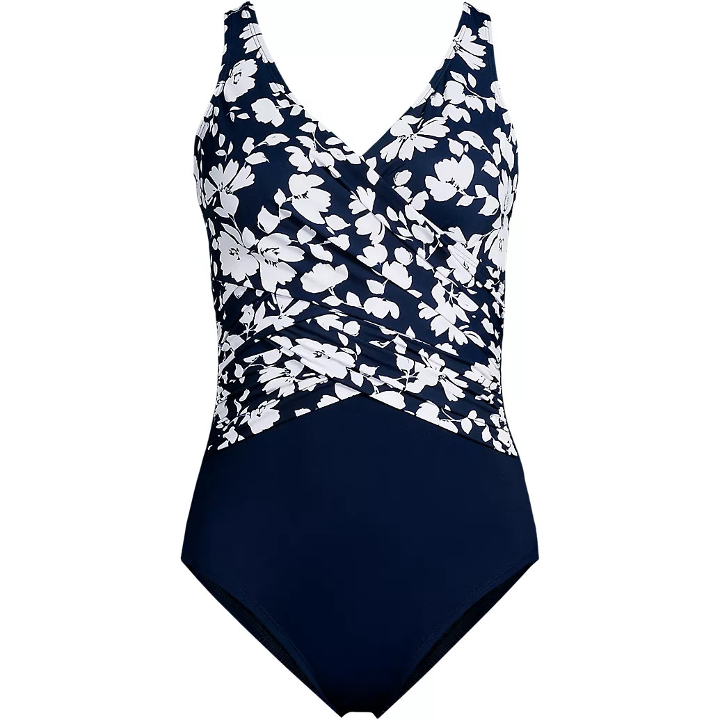Women's New SlenderSuit Wrap One Piece Swimsuit | Lands' End (US)