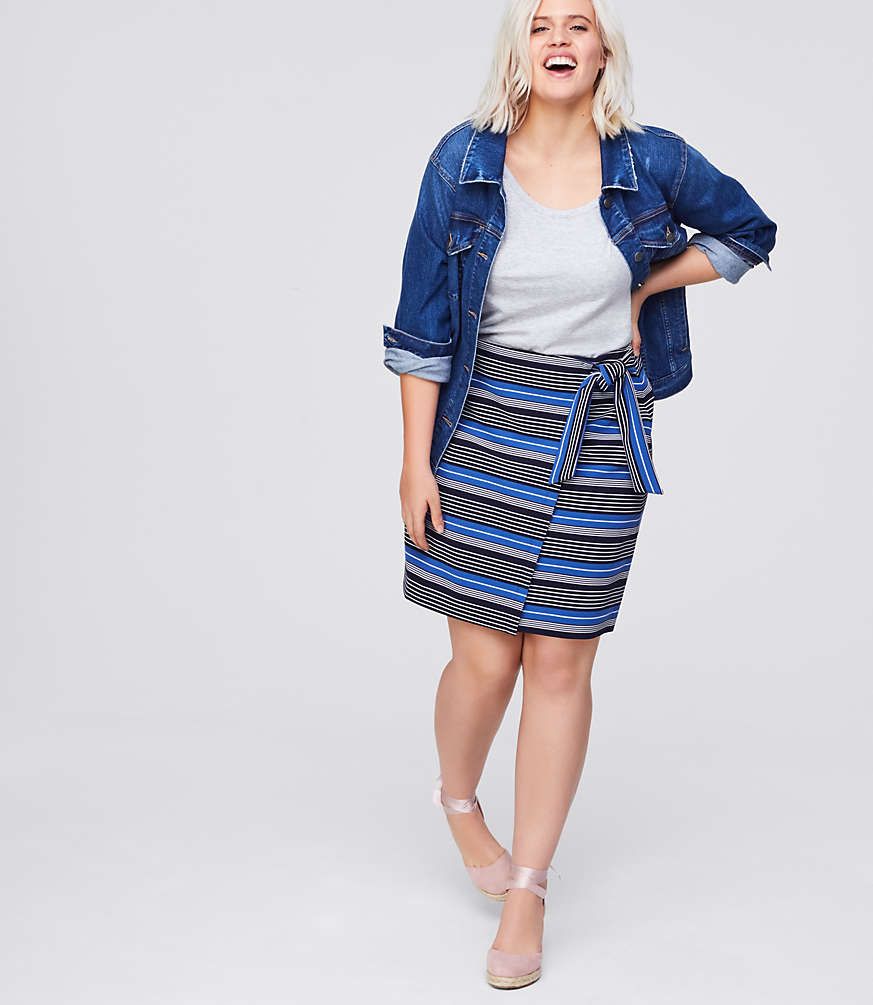 LOFT Plus Striped Wrap Skirt | LOFT