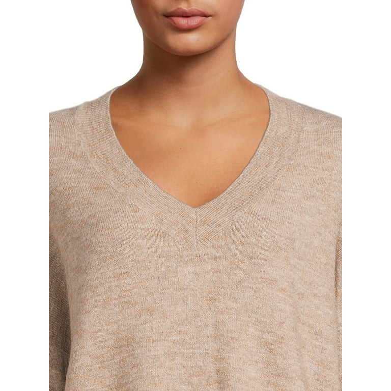 Dreamers by Debut Women’s Oversized V-Neck Sweater with Long Sleeves, Midweight, Sizes XS-XL - ... | Walmart (US)