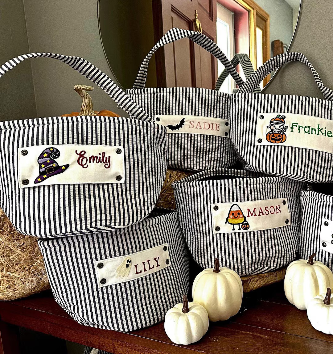 Candy Bag for Toddler Boy Halloween Tote Personalized Name Embroidered Custom Trick-or-treat Bin ... | Etsy (US)
