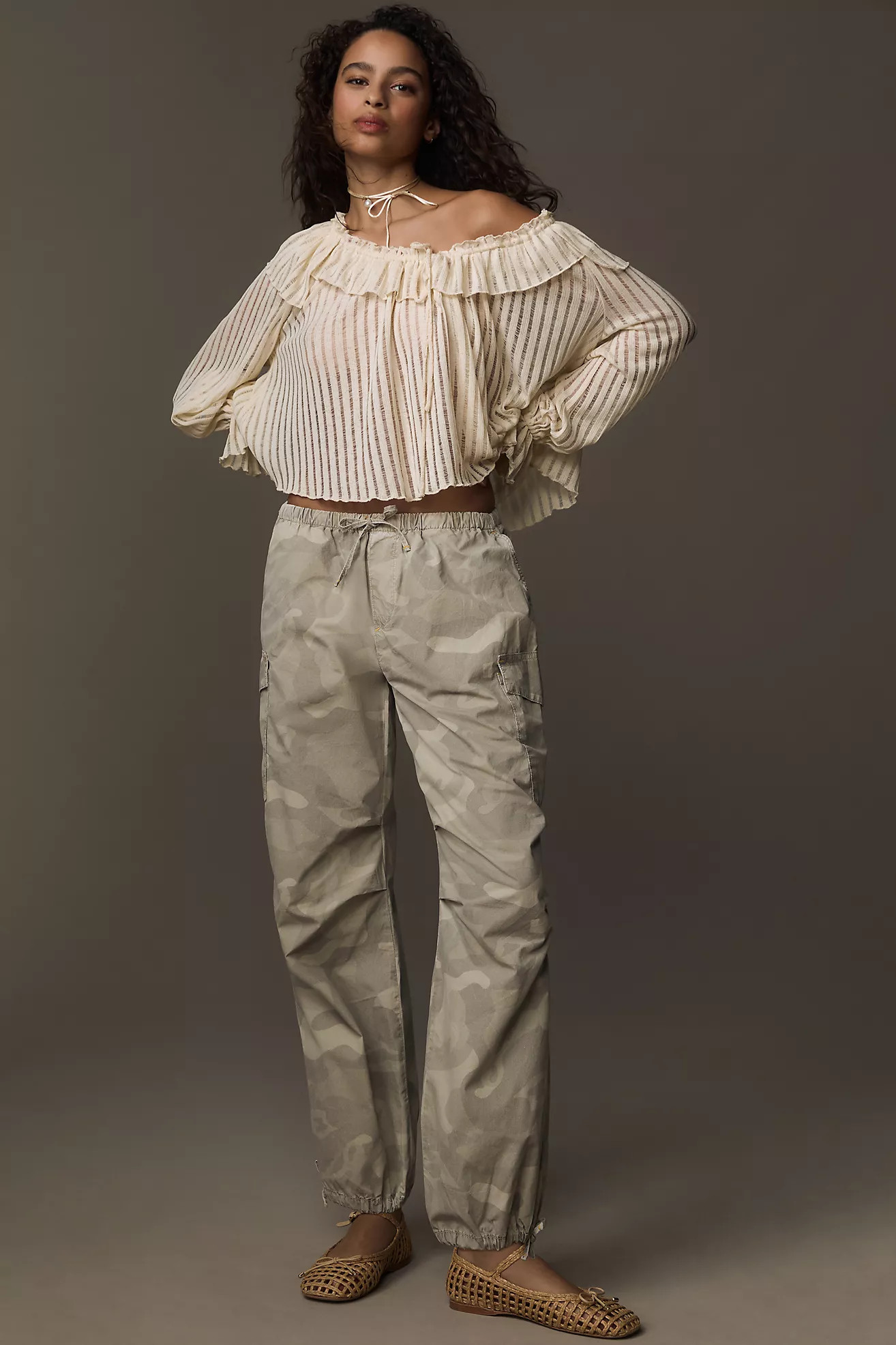 Pilcro Printed Camo Parachute Pants | Anthropologie (US)