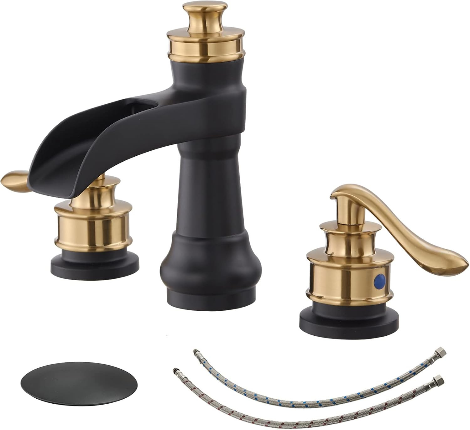 BWE Black and Gold Widespread Bathroom Faucet 3 Hole 8 Inch Two Handles Commercial Bathroom Sink ... | Amazon (US)