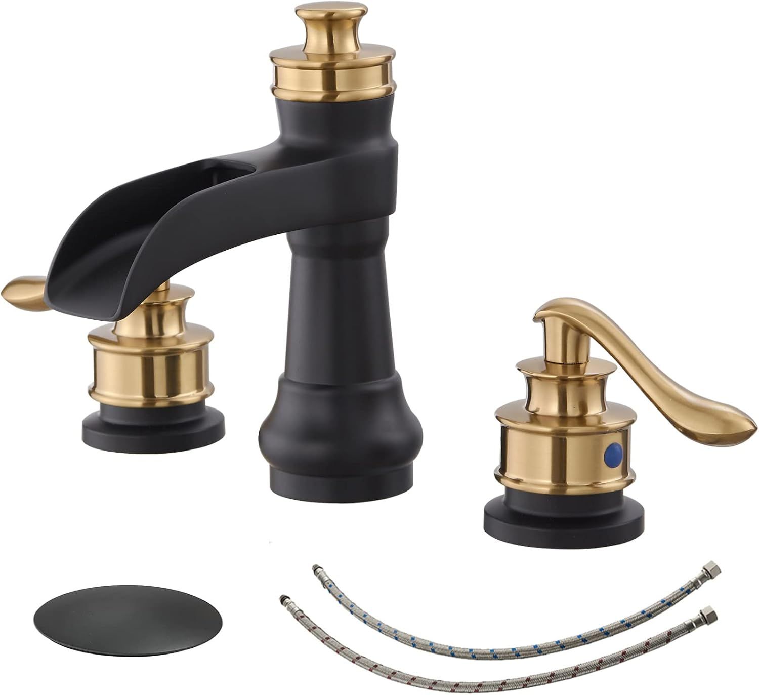 BWE Black and Gold Widespread Bathroom Faucet 3 Hole 8 Inch Two Handles Commercial Bathroom Sink ... | Amazon (US)