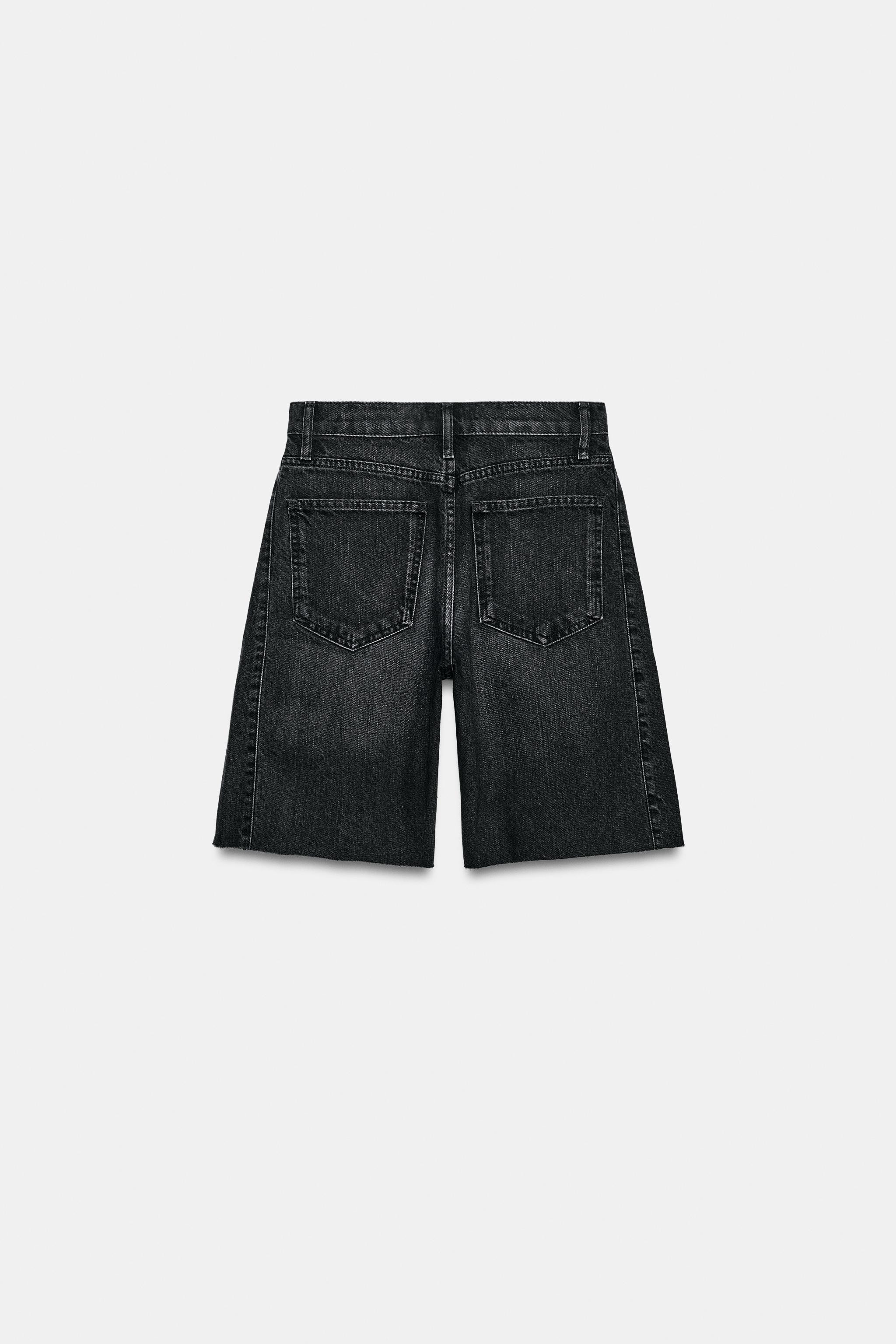 ZW COLLECTION RELAXED FIT MID-WAIST DENIM BERMUDA SHORTS | Zara UK