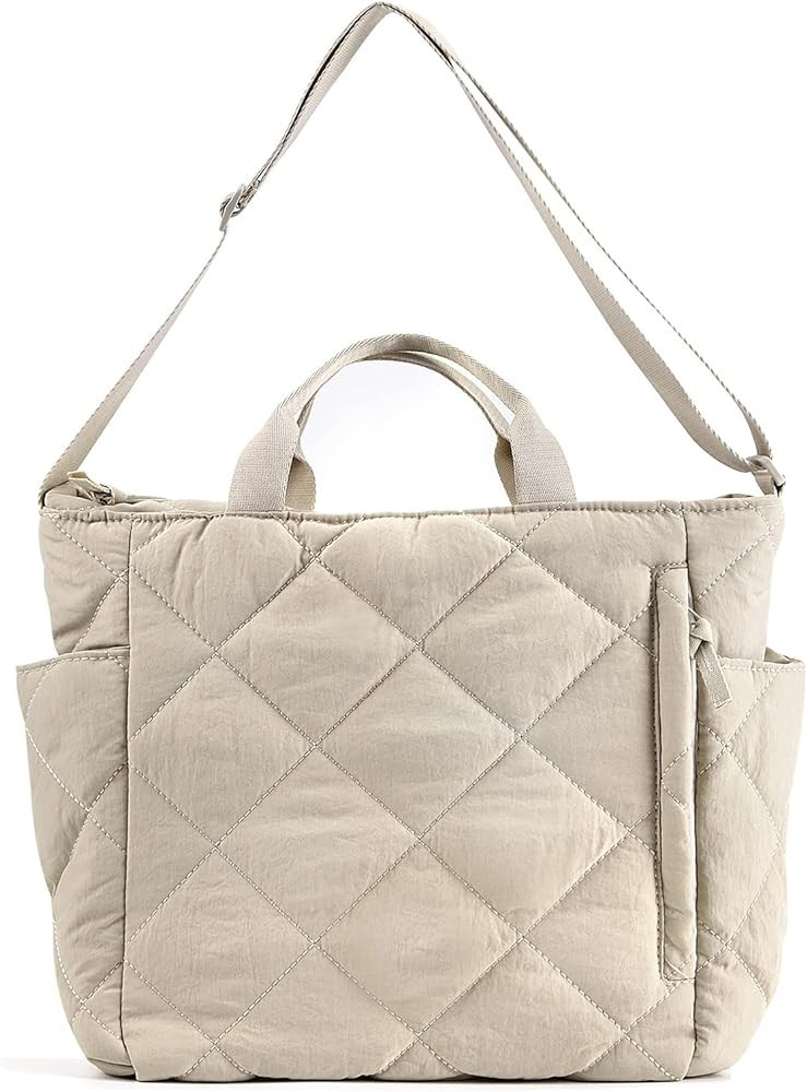 Quilted Tote Bag for Women Puffer Hobo Handbag Lightweight Quilted Padding Shoulder Bag Nylon Pad... | Amazon (US)
