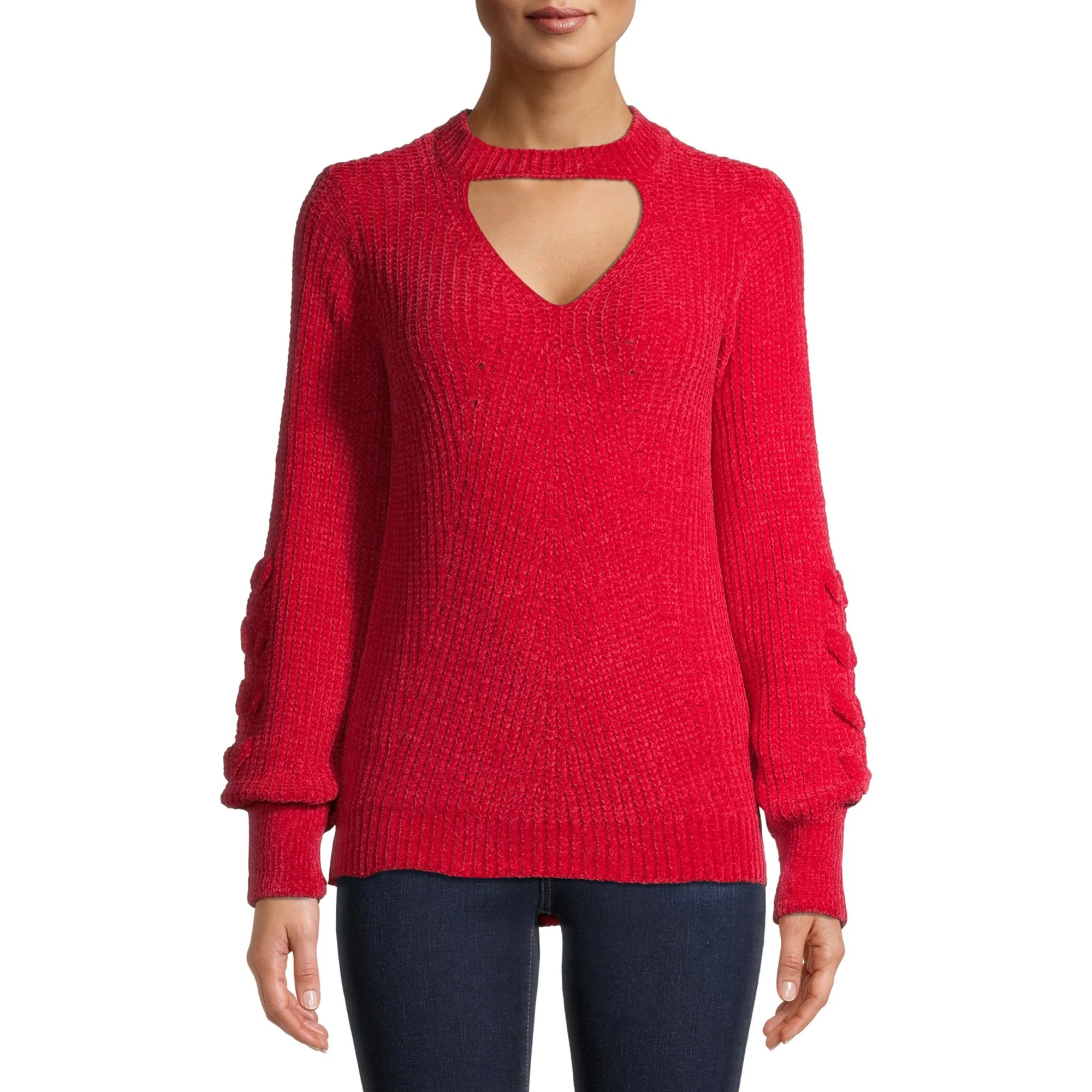 No Boundaries Juniors Chenille Gigi Pullover Sweater | Walmart (US)