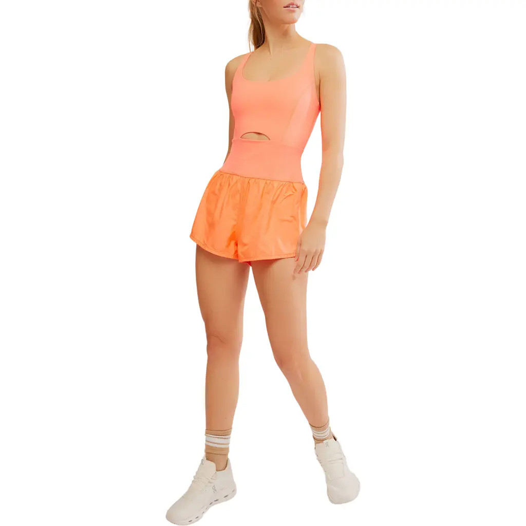 Free People FP Movement Righteous Runsie Romper in Neon Coral at Nordstrom Rack, Size X-Large | Nordstrom Rack