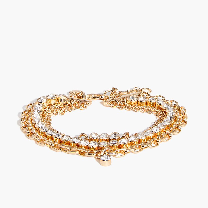 Gold bracelets with rhinestones set-of-six | J.Crew Factory