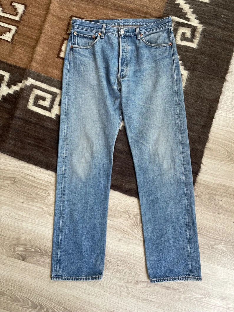 Levis 501 Vintage 90s Men's Light Blue Washed Denim Jeans - Etsy Canada | Etsy (CAD)