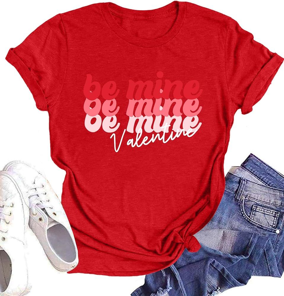 Valentines Day Shirt for Women Cute Love Heart Tshirts Graphic Valentine Gift Tee Casual Hearts T... | Amazon (US)