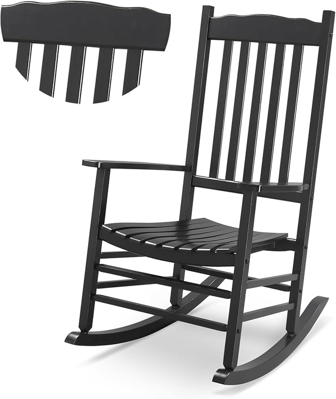 Outvita Outdoor Rocking Chair, Solid Wood High Back Rocker, All Weather Lounge Chair for Porch Pa... | Amazon (US)