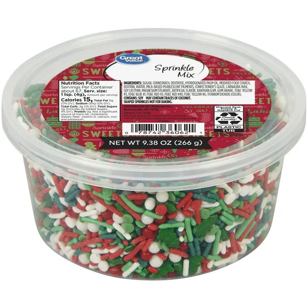 Great Value Christmas Tree Sprinkle Mix, 9.38 oz - Walmart.com | Walmart (US)