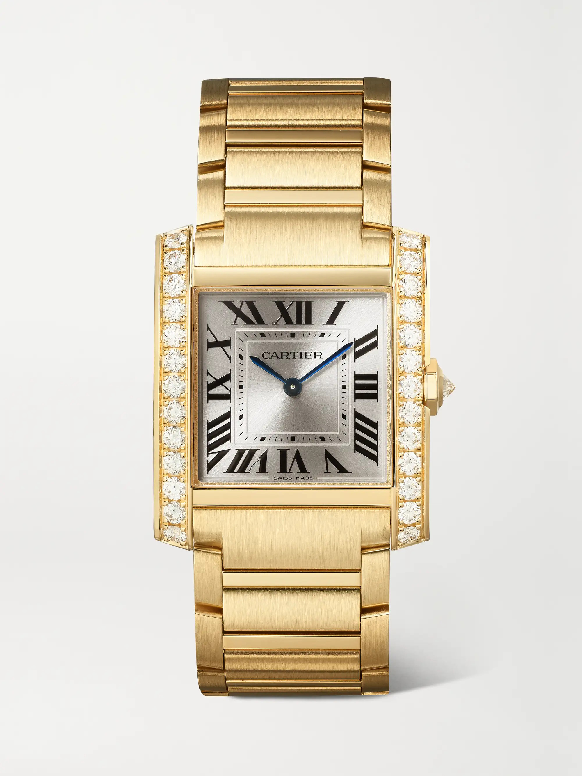 Tank Française 32mm medium 18-karat gold diamond watch | NET-A-PORTER (US)