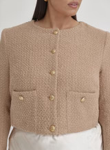 Camel Curve Tweed Wool Jacket- Helena | 4th & Reckless