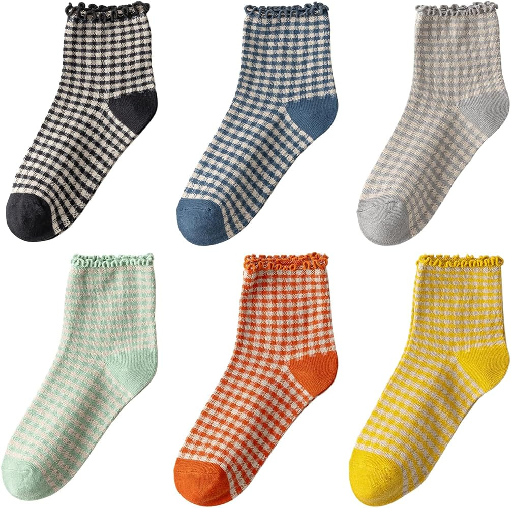 DarkCom Women's Ruffle Ankle Socks - 6 Pairs, Super Soft, Breathable, Cute Frilly Socks for Mary ... | Amazon (US)