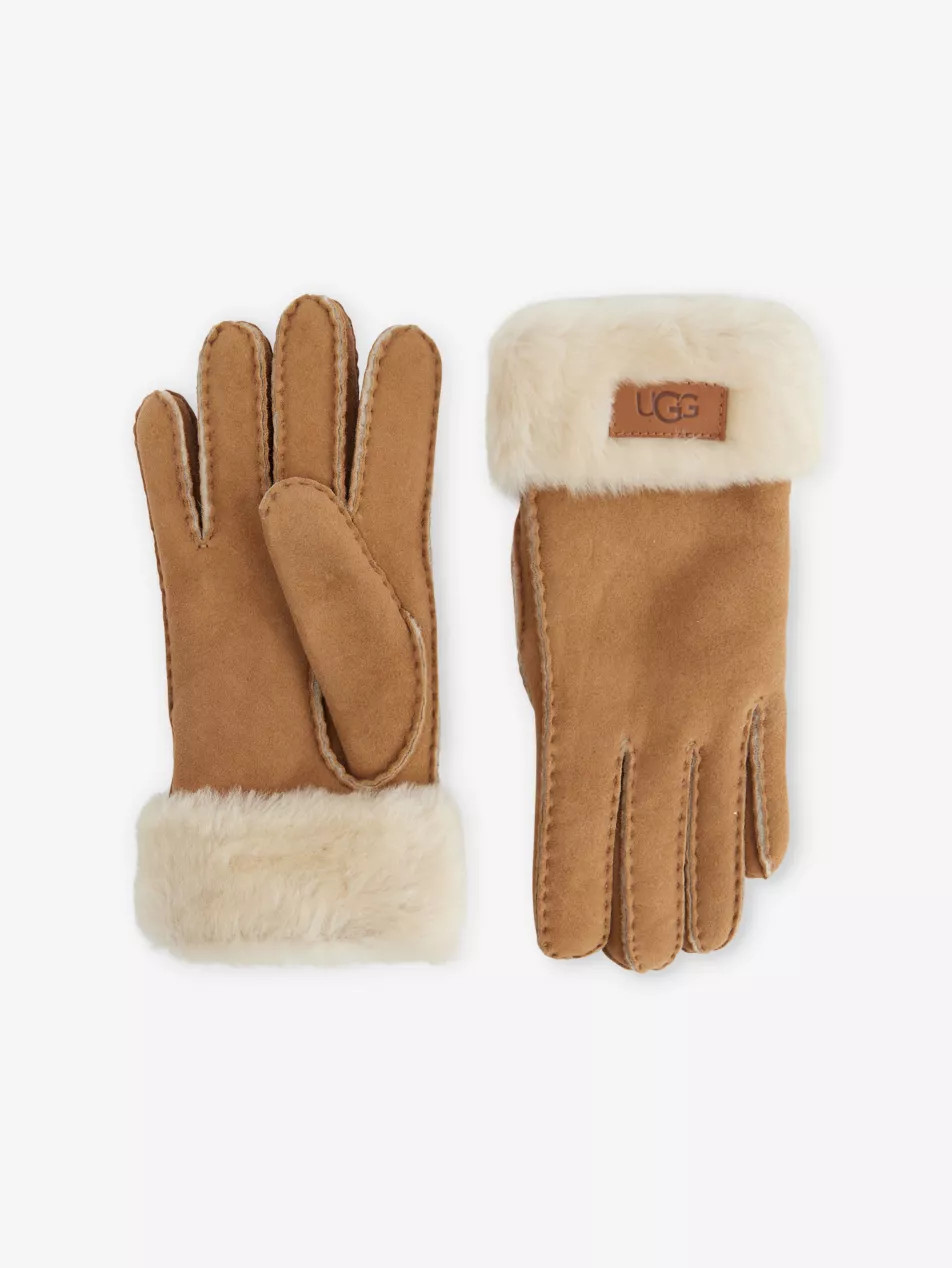 Brand-patch leather gloves | Selfridges