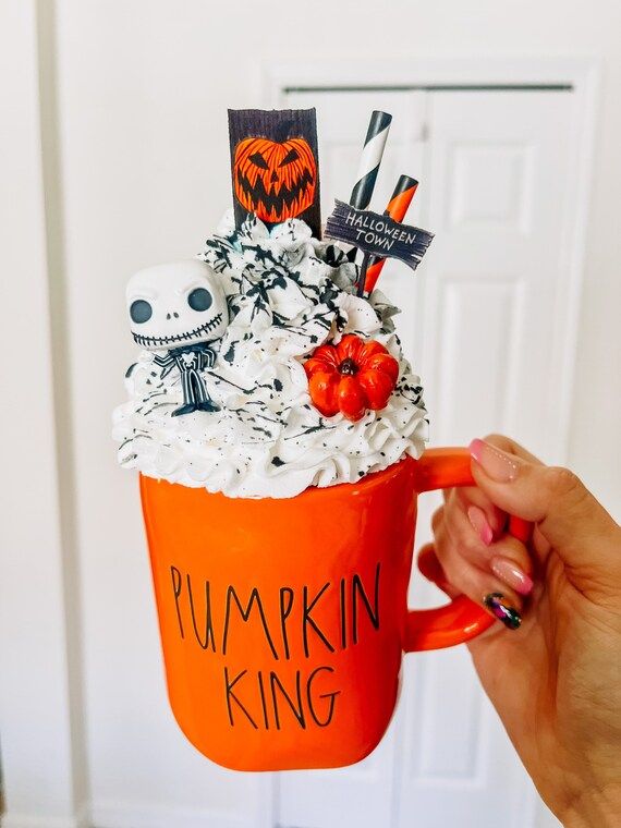 Halloween Skeleton Faux Whip Cream Mug Topper | Etsy (US)