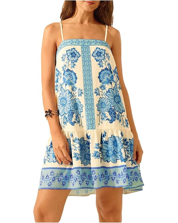 SHENHE Women's Floral Sundress Ruffle Hem Spaghetti Strap Loose Flowy Boho Cami Dress | Amazon (US)