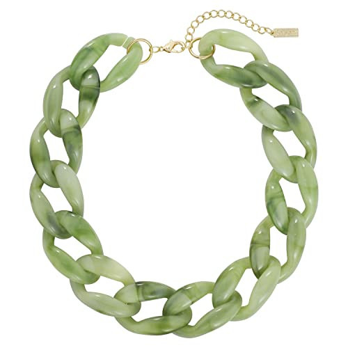 BERYOHZ Statement Chunky Choker Fashion Acrylic Cable Link Chain Necklace for Women(BN-0007-Cactus Green) | Amazon (US)