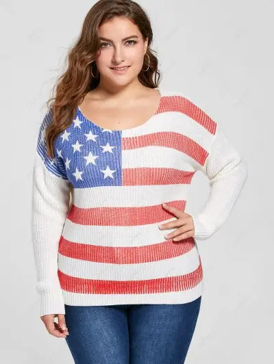 Plus Size American Flag Sweater | ZAFUL (Global)