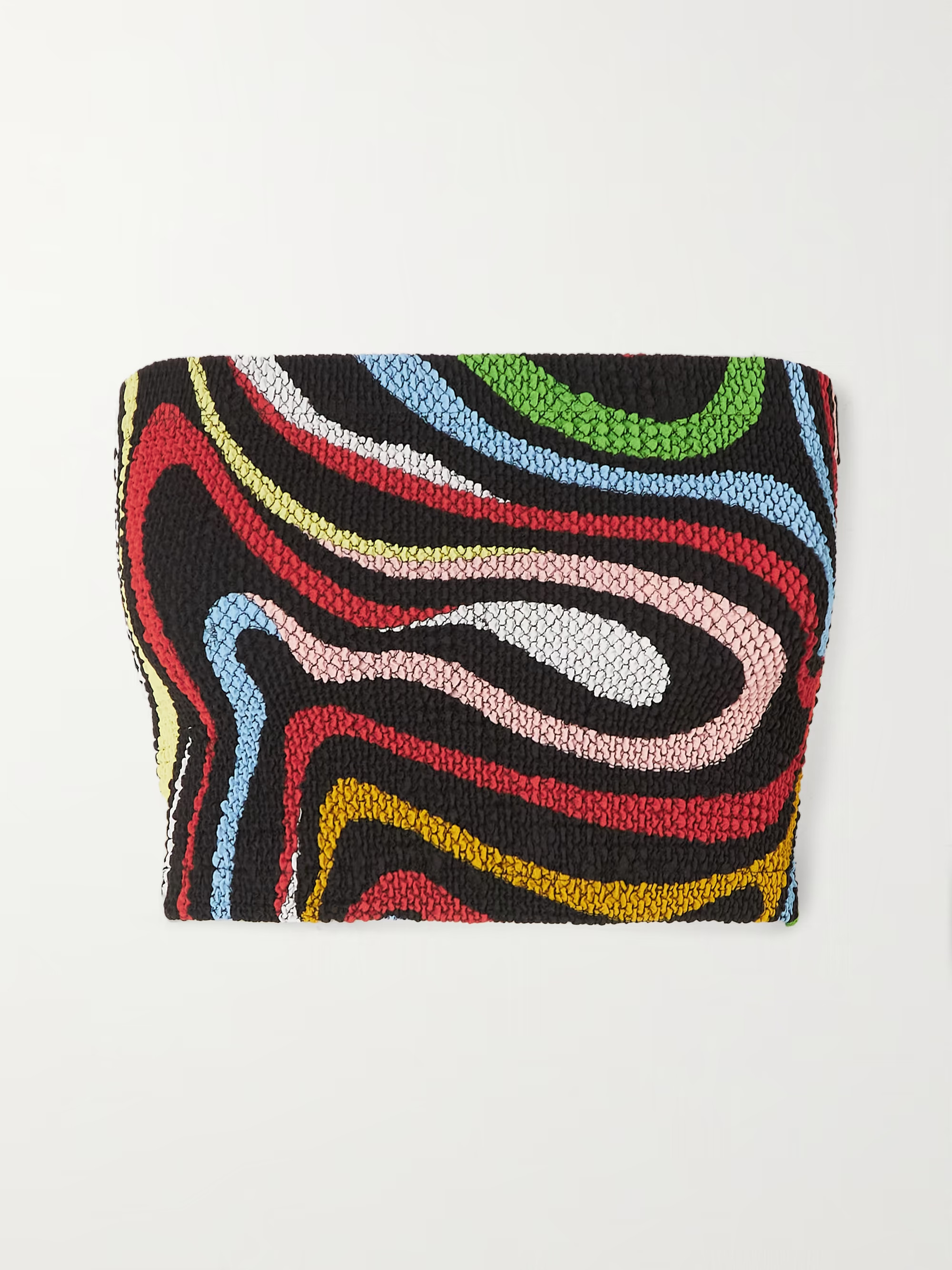 Cropped strapless printed seersucker top | NET-A-PORTER (US)