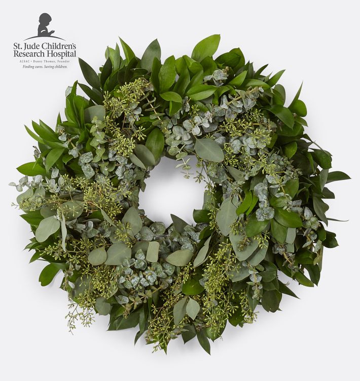 Live Ruscus, Seeded Eucalyptus & Baby Blue Eucalyptus Garland and Wreath | Rejuvenation