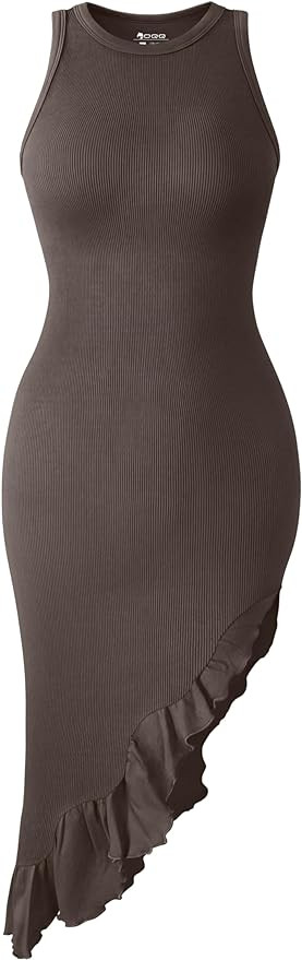 OQQ Women's Dresses Sexy Sleeveless Crew Neck Ruffled Irregular Elegant Party Dress | Amazon (CA)