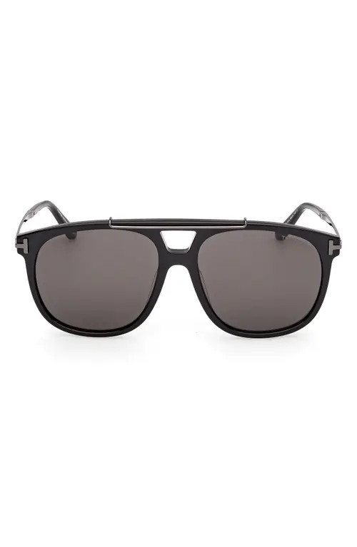 TOM FORD 58mm Navigator Sunglasses in Black/gunmetal/smoke Lens at Nordstrom | Nordstrom